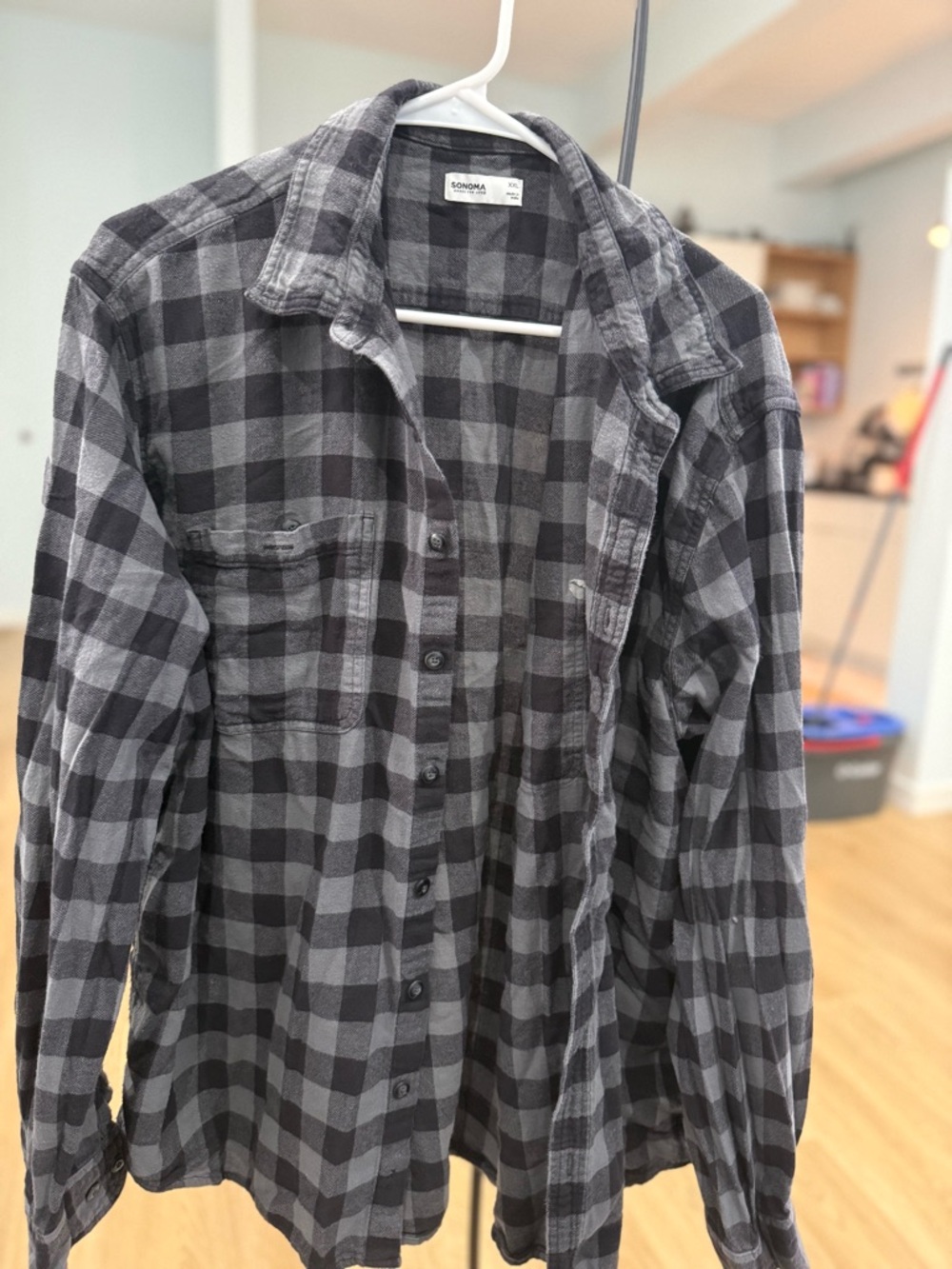 Sonoma Black and Gray Buffalo Plaid Button-Down Shirt